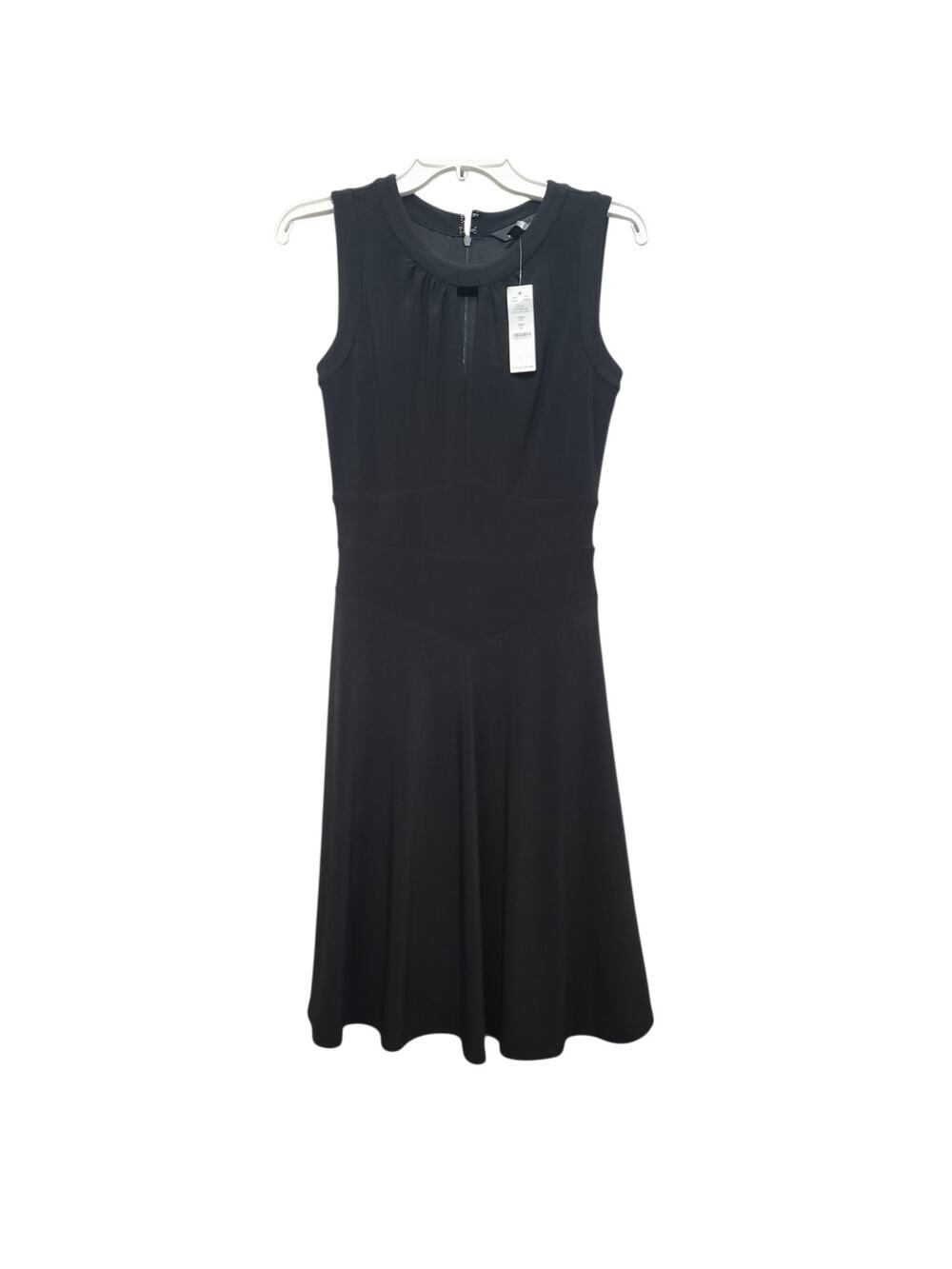 WHBM Matte Jersey Keyhole A-Line Dress Solid Black 0 570366140